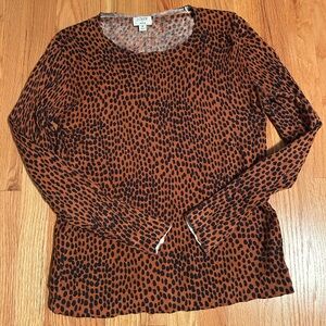 J. Crew Factory Sweater Women's Teddie Cheetah Pullover Crew Neck Size M.